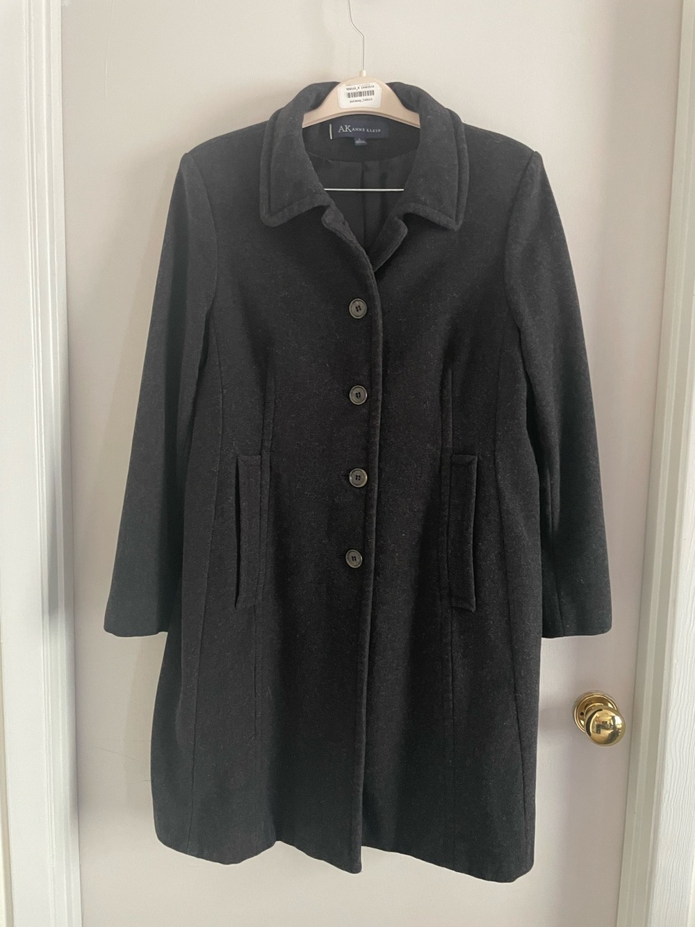 AK Anne Klein Charcoal Gray Wool Coat EUC